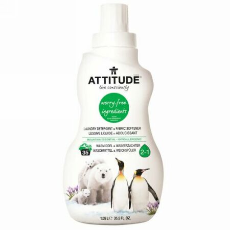 ATTITUDE, 2 in 1 Laundry & Softener,Mountain Essential, 35 Loads, 35.5 fl oz (Discontinued Item)