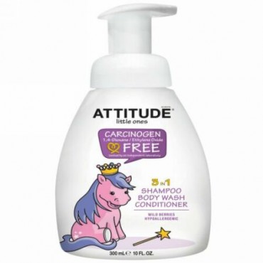 ATTITUDE, リトルワンズ、 3 イン 1シャンプー、ボディーウォッシュ、 コンディショナー、 ワイルドベリーズ、 10液量オンス (300 ml) (Discontinued Item)