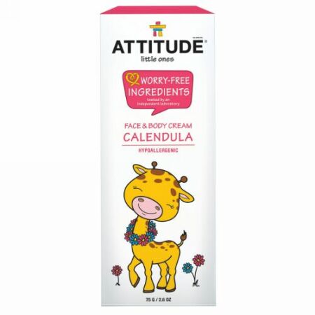 ATTITUDE, リトルワンズ、カレンデュラ フェイス & ボディー クリーム、2.6 oz (75 g) (Discontinued Item)