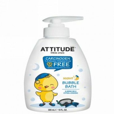 ATTITUDE, リトルワンズ、夜のバブルバス、アーモンドミルク、10 fl oz (300 ml) (Discontinued Item)
