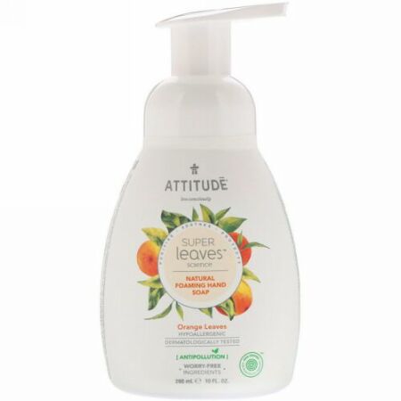 ATTITUDE, スーパーリーフサイエンス、ナチュラルフォーミングハンドソープ、オレンジリーフ、10液量オンス (295 ml) (Discontinued Item)
