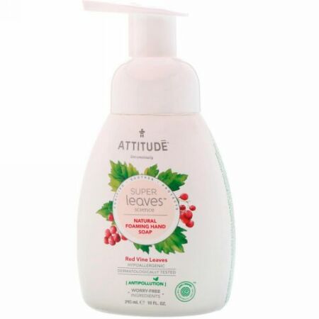 ATTITUDE, スーパーリーフサイエンス、ナチュラルフォーミングハンドソープ、レッドバインリーフ、10液量オンス (295 ml) (Discontinued Item)
