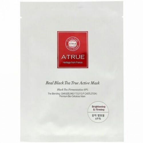 ATrue, Real Black Tea True Active Mask, 1 Sheet, 0.88 oz (25 g) (Discontinued Item)