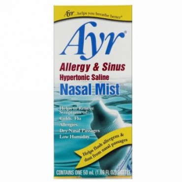 AYR, アレルギー&鼻腔用浸透圧食塩水ミスト、1.69 fl oz (50 ml) (Discontinued Item)