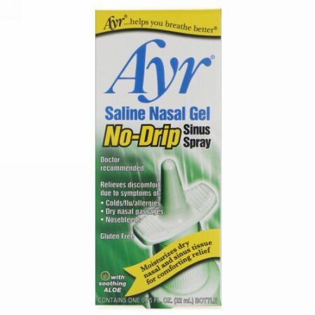 AYR, 食塩水点鼻ジェル、ノードリップ点鼻スプレー、0.75 fl oz (22 ml) (Discontinued Item)