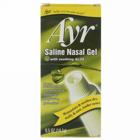 AYR, 食塩水点鼻ジェル、スージングアロエ入、0.5 oz (14.1 g) (Discontinued Item)