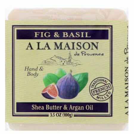A La Maison de Provence, ハンド＆ボディ・バーソープ（固形石けん）、イチジク＆バジル、3.5オンス (100 g) (Discontinued Item)