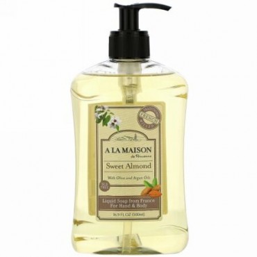 A La Maison de Provence, ハンド アンド ボディー リキッド ソープ、スイートアーモンド、16.9 fl oz (500 ml)