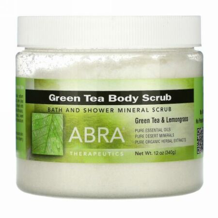 Abra Therapeutics, グリーンティー ボディースクラブ、グリーンティー & レモングラス、10 oz (283 g)
