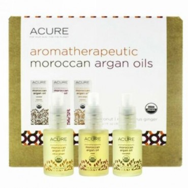 Acure, Aromatherapeutic Moroccan Argan Oils Trio Set, Coconut, Rose, Citrus Ginger, 3,1 fl oz (30 ml) Each (Discontinued Item)