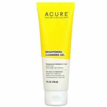 Acure, ブリリアントリーブライトニング、クレンジングジェル、4液量オンス (118 ml)