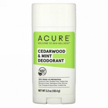 Acure, デオドラント、シダーウッド＆ミント、63.78 g（2.25 oz）