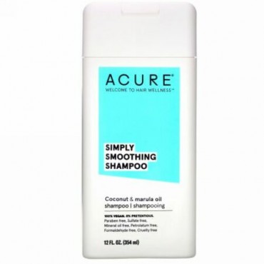 Acure, シンプリースムージングシャンプー、ココナッツ＆マルラオイル、354ml（12液量オンス） (Discontinued Item)