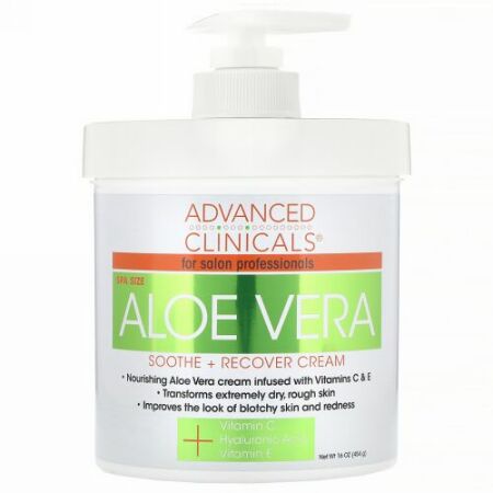 Advanced Clinicals, Aloe Vera, Soothe + Recover Cream, 16 oz (454 g) (Discontinued Item)