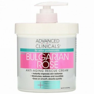 Advanced Clinicals, Anti-Aging Rescue Cream, Bulgarian Rose, 16 oz (454 g)