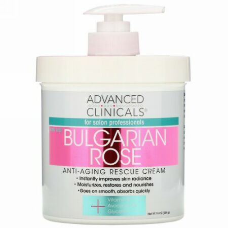 Advanced Clinicals, Anti-Aging Rescue Cream, Bulgarian Rose, 16 oz (454 g)