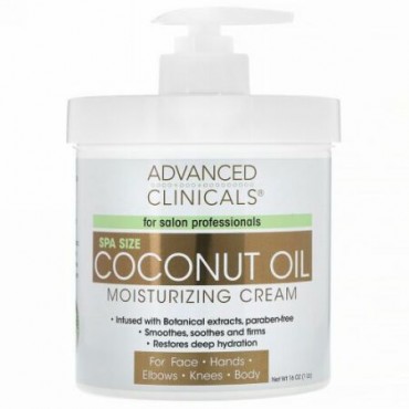 Advanced Clinicals, ココナッツオイル・モイスチャライジングクリーム、16 oz (454 g)