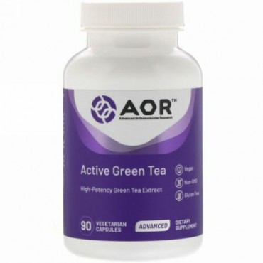 Advanced Orthomolecular Research AOR, アクティブグリーンティー、植物性カプセル90粒