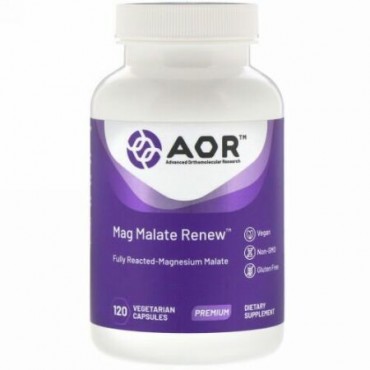 Advanced Orthomolecular Research AOR, Mag Malate Renew（マグマレートリニュー）、植物性カプセル120粒