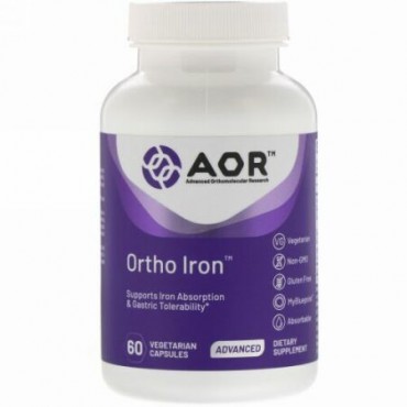 Advanced Orthomolecular Research AOR, オルソアイロン、植物性カプセル60錠