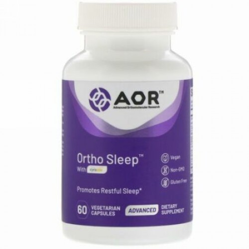 Advanced Orthomolecular Research AOR, Ortho Sleep（オルトスリープ）、シラコス配合、植物性カプセル60粒