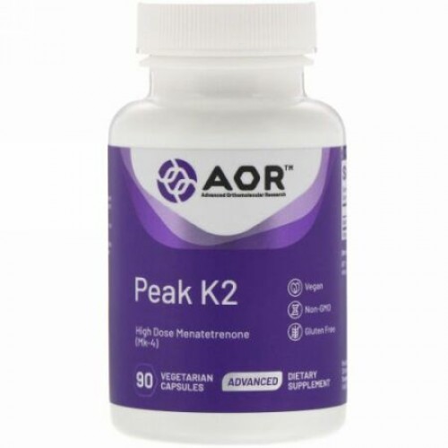 Advanced Orthomolecular Research AOR, ピークK2、植物性カプセル90粒