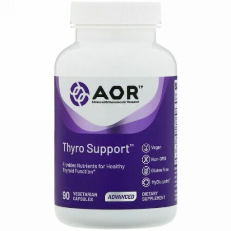 Advanced Orthomolecular Research AOR, Thyro（チロ）サポート、植物性カプセル90粒