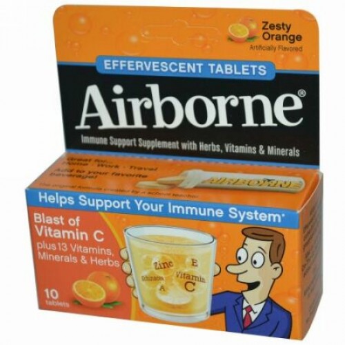 AirBorne, エアボーン, Effervescent Tablets,ゼスティーオレンジ, 10 タブレット