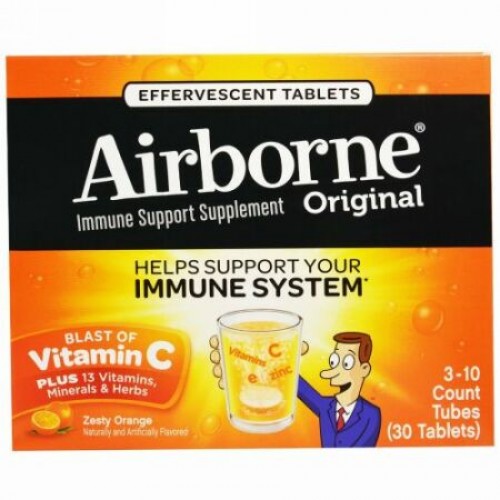 AirBorne, 発泡性錠剤、 ゼスティーオレンジ、 30錠