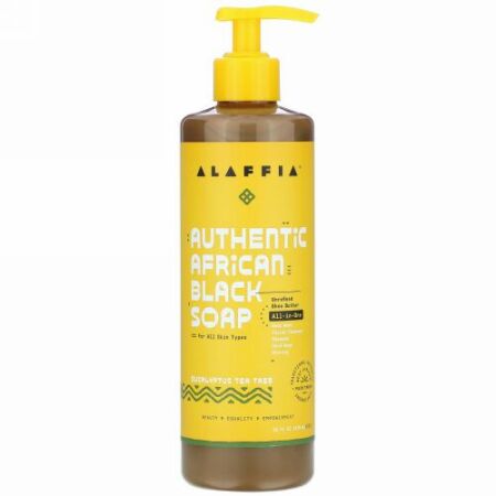 Alaffia, オーセンティック アフリカン ブラック ソープ、ユーカリ ティーツリー、16 fl oz (476 ml)