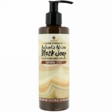 Alaffia, Extra Strength Authentic African Black Soap, Savanna Spice, 8 fl oz (236 ml) (Discontinued Item)