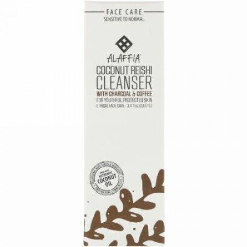 Alaffia, Coconut Reishi, Cleanser with Charcoal & Coffee, 3.4 fl oz (100 ml) (Discontinued Item)