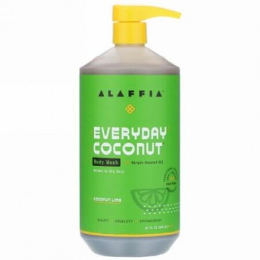 Alaffia, Everyday Coconut, Body Wash, Normal to Dry Skin, Coconut Lime, 32 fl oz (950 ml)