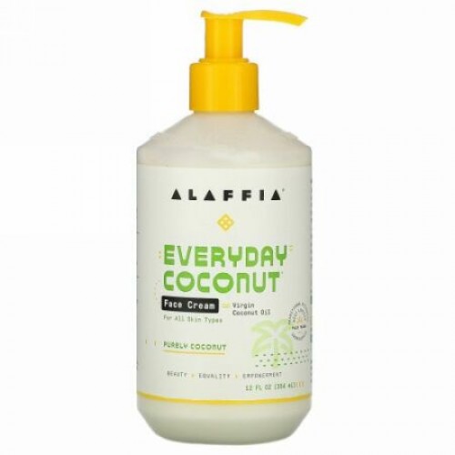 Alaffia, エブリデイココナッツ、フェイスクリーム、混じりけのないココナッツ、354ml（12fl oz）