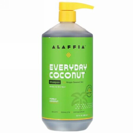 Alaffia, 毎日のココナッツ、シャンプー、ノーマルからドライヘア、ピュアリーココナッツ、950ml（32液量オンス）