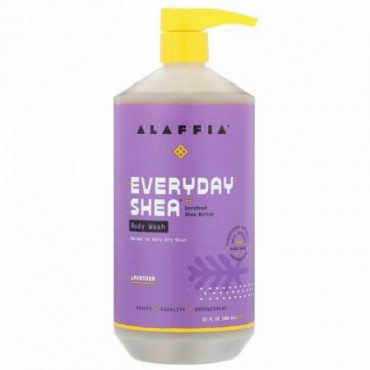 Alaffia, Everyday Shea（エブリデイシア）、ボディウォッシュ、普通肌～乾燥肌の方に、ラベンダー、950ml、（32液量オンス）