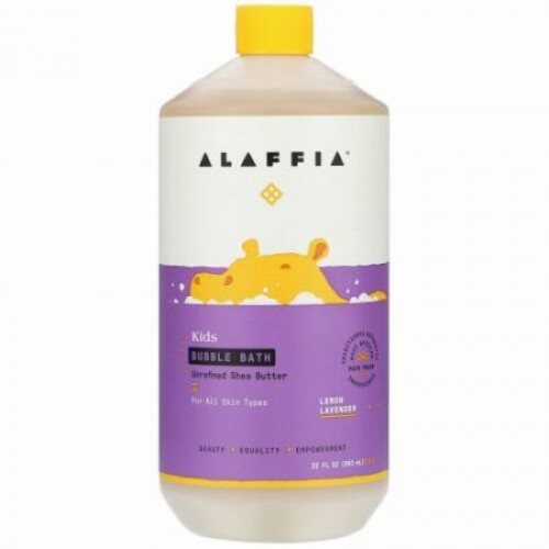 Alaffia, 子ども用バブルバス、レモンラベンダー、950ml（32液量オンス）