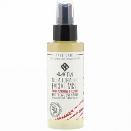 Alaffia, Neem Turmeric Facial Mist with Yarrow & Lotus, 3.4 fl oz (100 ml)