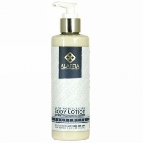 Alaffia, シアバター モイスチャライジングボディローション, 無臭, 8.0 液量オンス (235 ml) (Discontinued Item)