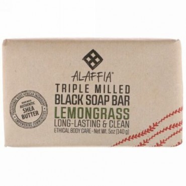 Alaffia, Triple Milled Soap Bar, Lemongrass, 5 oz (140 g) (Discontinued Item)