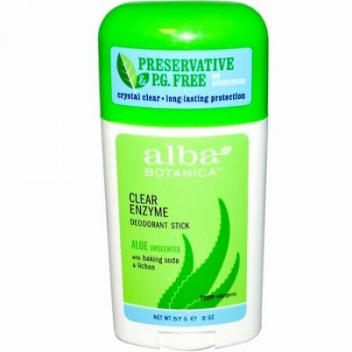 Alba Botanica, クリア・エンザイム・デオドラントスティック,  無臭アロエ, 2 オンス (57 g) (Discontinued Item)