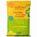 Alba Botanica, ハワイアン3-in-1クリーンウェットティッシュ、パイナップル酵素、ティッシュ10枚 (Discontinued Item)