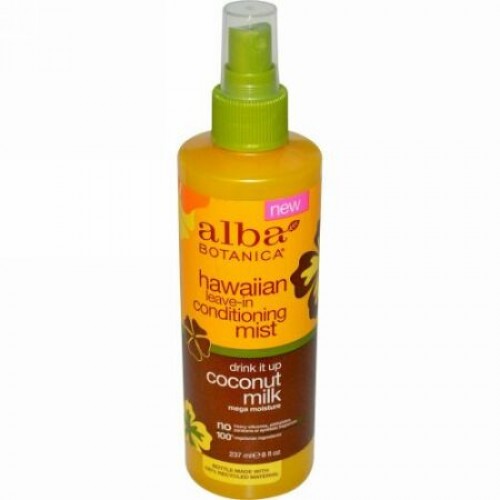 Alba Botanica, ハワイアン・リーブ・イン・コンディショニング・ミスト、ドリンク・イット・アップ・ココナッツミルク、8 液量オンス (237 ml)