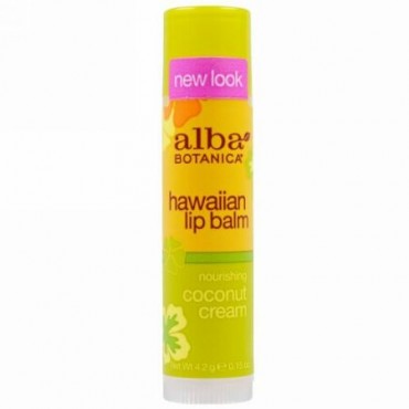 Alba Botanica, ハワイアンリップバーム、栄養満点ココナッツクリーム、15 oz (4.2 g)