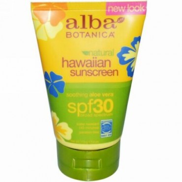 Alba Botanica, 天然ハワイアン・サンスクリーン(日焼け止め)SPF 30、4 oz (113 g)