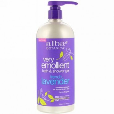 Alba Botanica, ベリーエモリエント、バス & シャワージェル、 フレンチラベンダー、 32 fl oz (946 ml)
