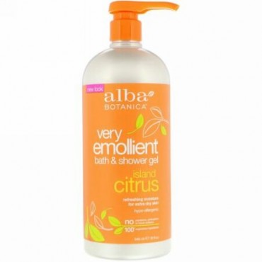 Alba Botanica, ベリーエモリエント、バス & シャワージェル、アイランドシトラス、32 fl oz (946 ml)