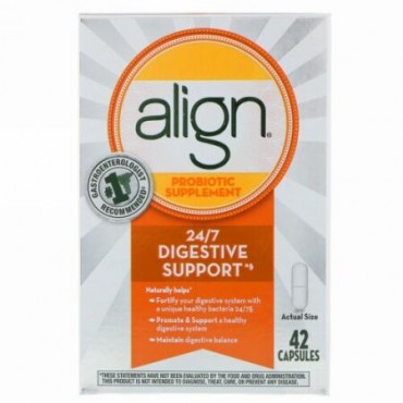 Align Probiotics, 24/7消化サポート、プロバイオテックサプリメント、42カプセル (Discontinued Item)