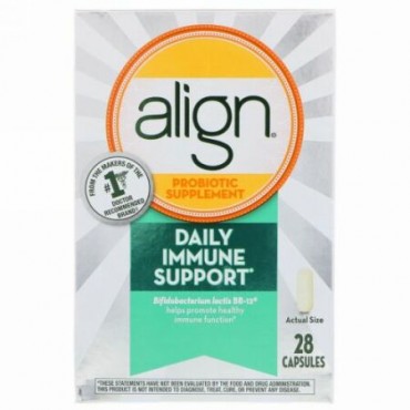 Align Probiotics, デイリー免疫サポート、プロバイオテックサプリメント、28カプセル (Discontinued Item)