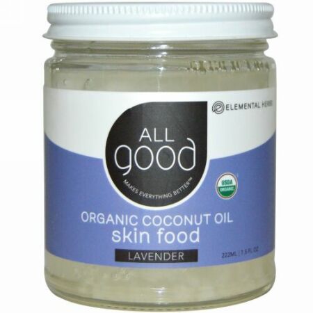 All Good Products, オールグッド、オーガニックココナッツオイル、スキンフード、ラベンダー、7.5液量オンス（222 ml） (Discontinued Item)